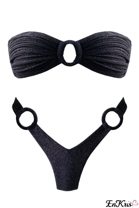 OUTLET BIKINI NERO GLITTER - LENA