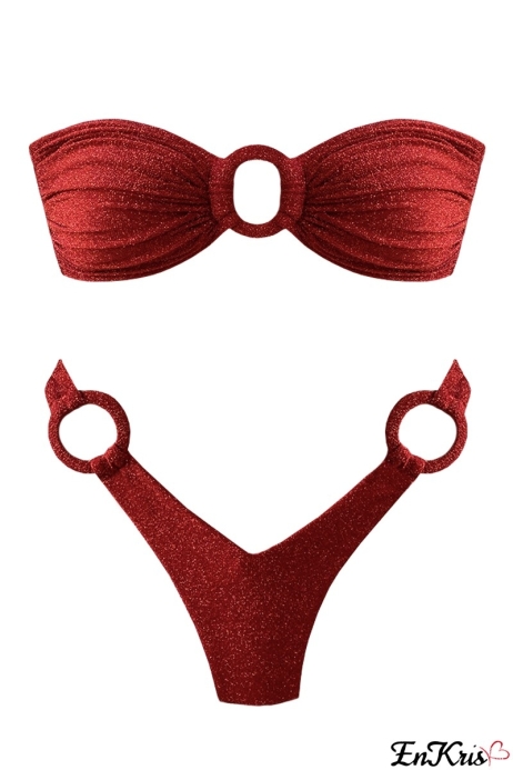 BIKINI PAILLETÉ ROUGE OUTLET - LENA