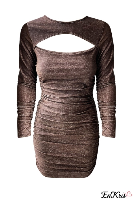 ONLINE VÊTEMENTS FEMMES Marron - ABITO NAOMY GLITTER