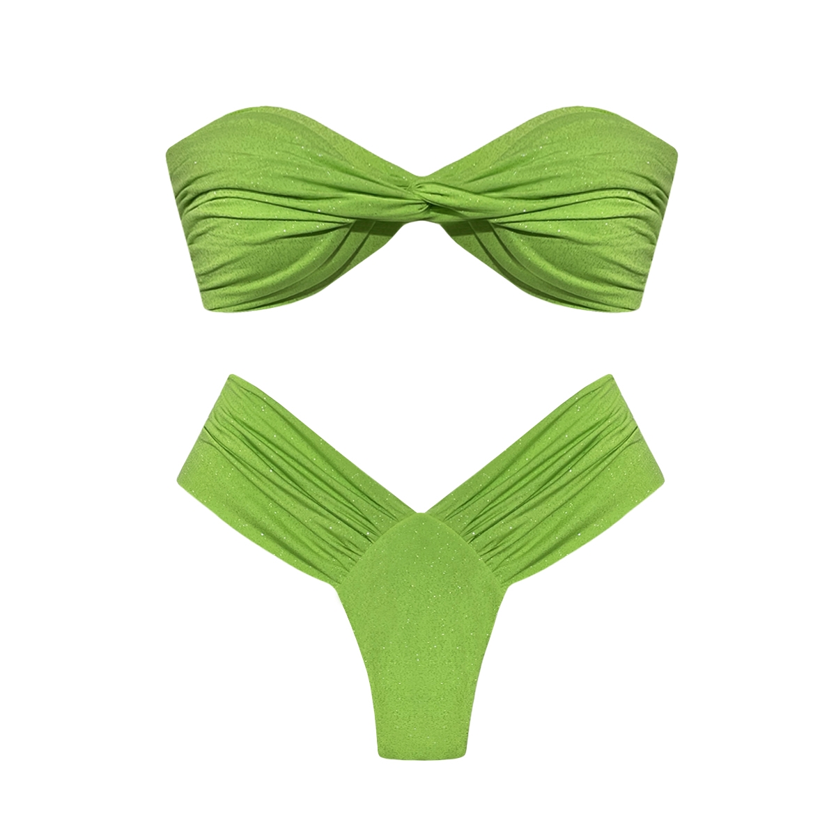 Bikini glitter con fascia incrocio e slip brasiliana Scopri il nostro