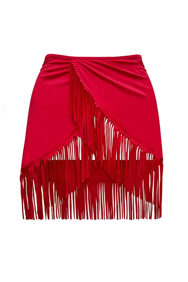 COPRICOSTUMI ROSSO TANGO - GONNA CON FRANGE