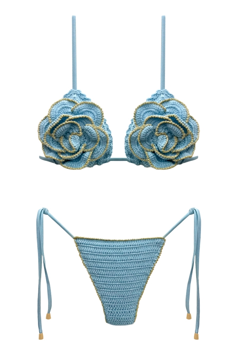 BIKINI BLEU POUDRE/OR OUTLET - SHANA