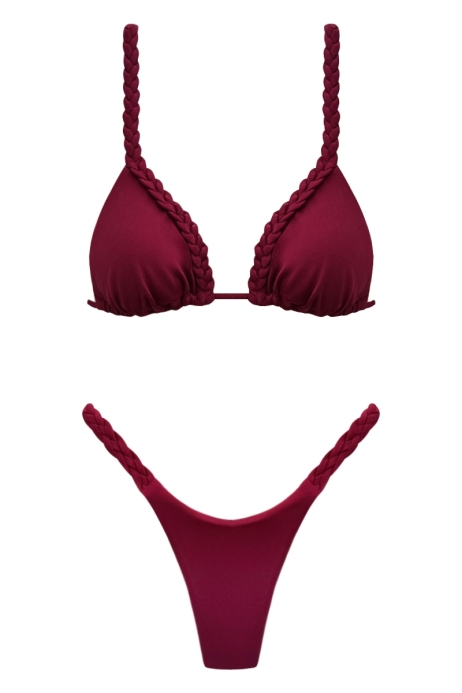 BIKINI CON LE TRECCE BORGOGNA - LAYLA
