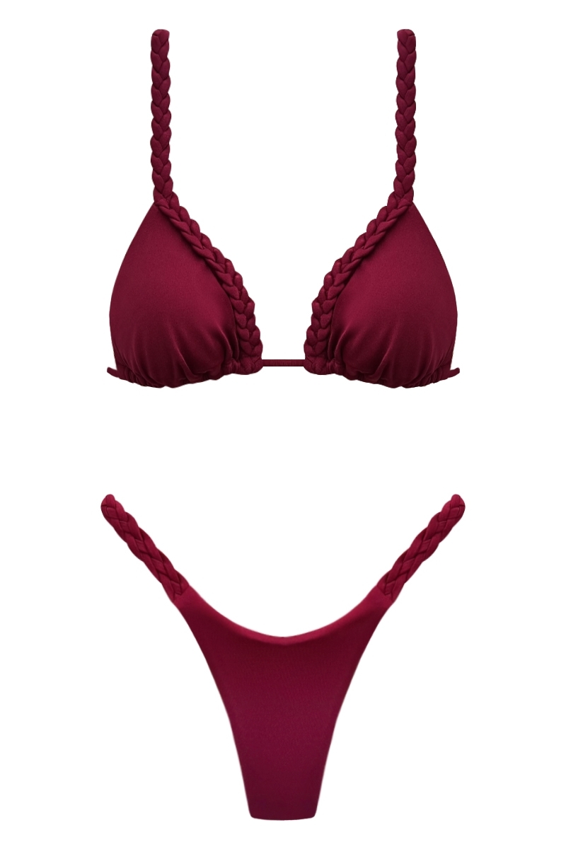 BIKINI CON LE TRECCE BORGOGNA - LAYLA