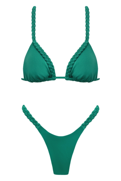 BIKINI CON LE TRECCE VERDE SMERALDO - LAYLA