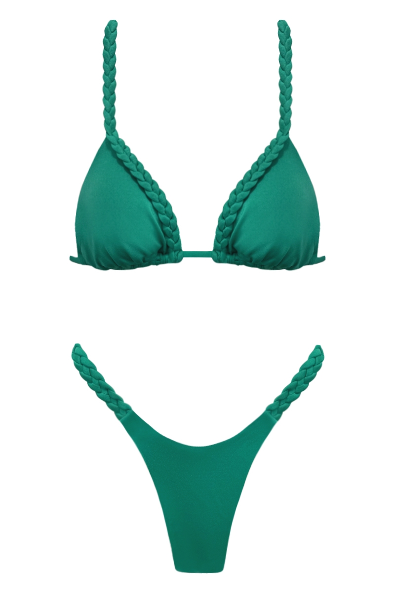 BIKINI CON LE TRECCE VERDE SMERALDO - LAYLA