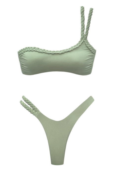 BIKINI TRESSÉ VERT VICHY - GISELLE