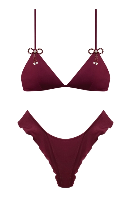 BIKINI BORGOGNA - PERLA BOW