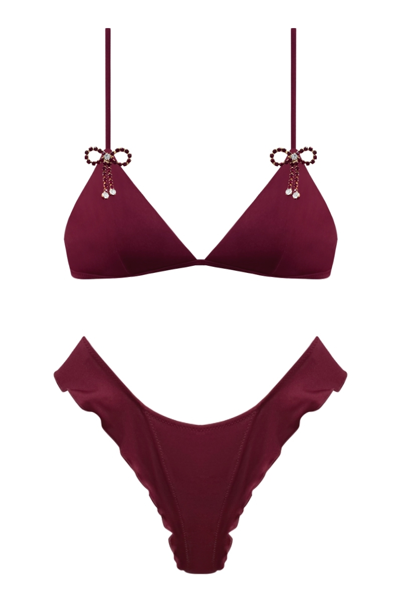 BIKINI BORGOGNA - PERLA BOW