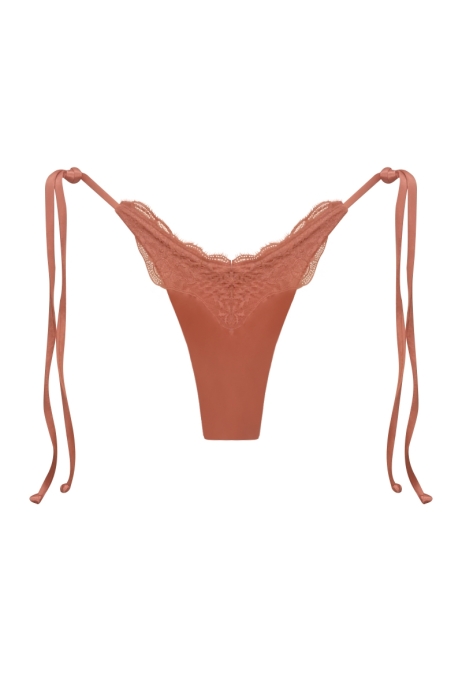 BIKINI BRIQUE OUTLET - SLIP PIZZO MACRAMÈ
