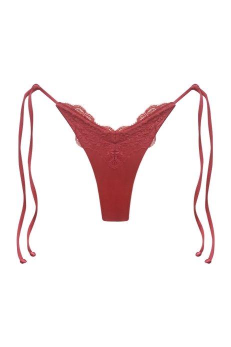 BIKINI ROUGE CORAIL OUTLET - SLIP PIZZO MACRAMÈ